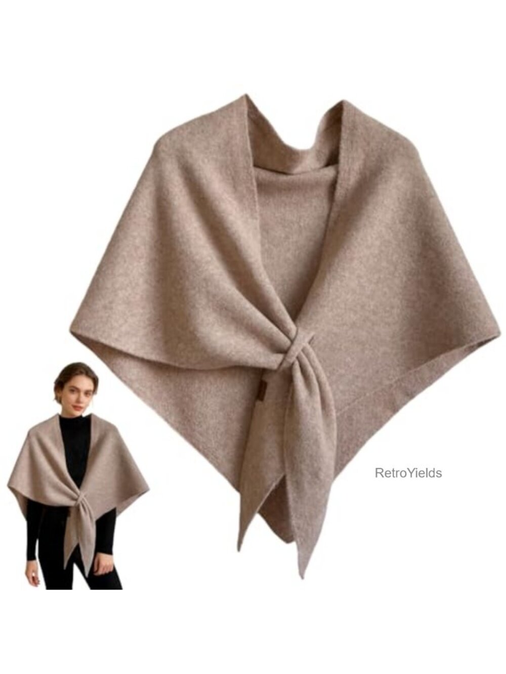 Wool Blend Triangle Shawl Wrap Scarf Cardigan Cape for Women